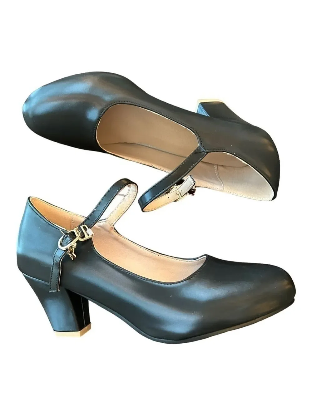 BUTITI Black Charm-Accent Block-Heel Pump - Women